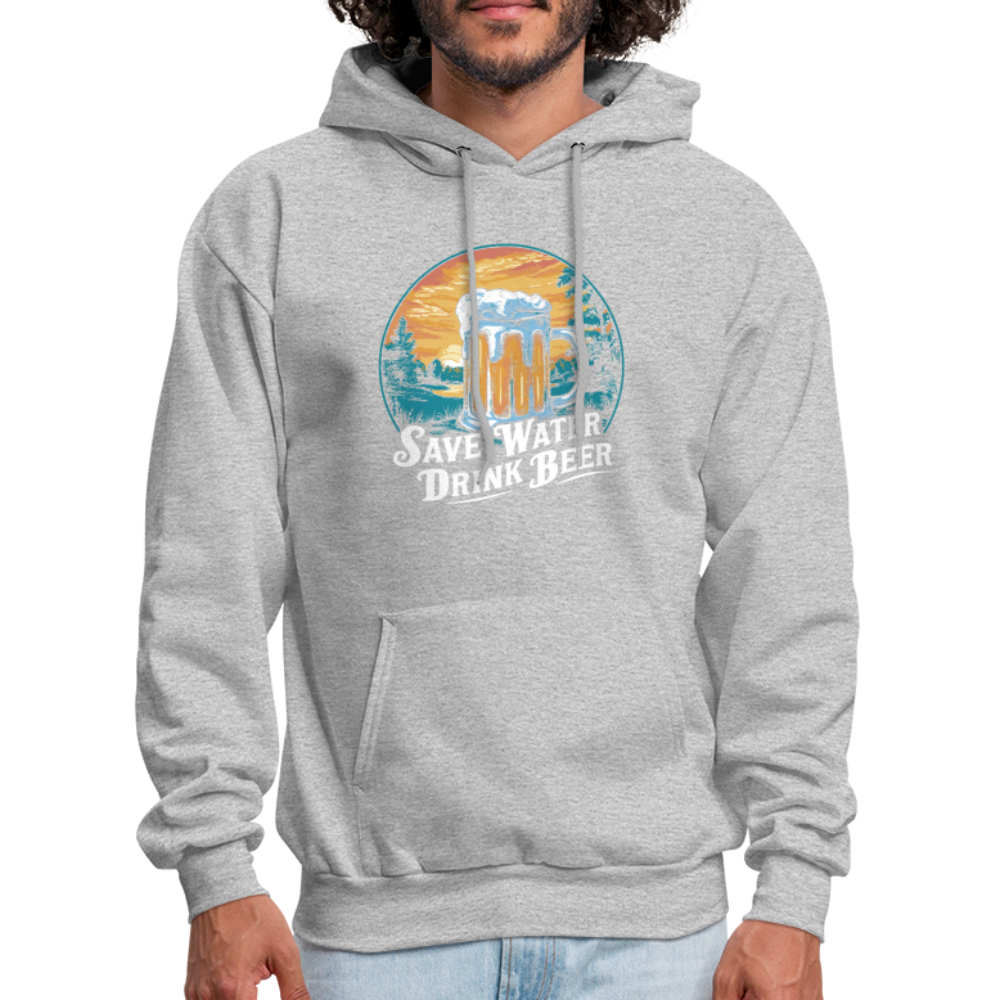 Men's Save Water Drink Beer (Funny Beer Drinking) Hoodie - Color: charcoal grey