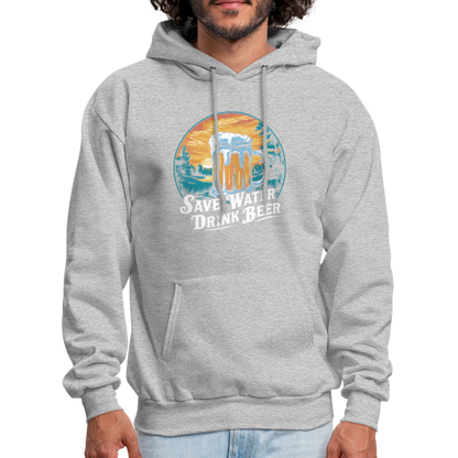 Men's Save Water Drink Beer (Funny Beer Drinking) Hoodie - Color: charcoal grey