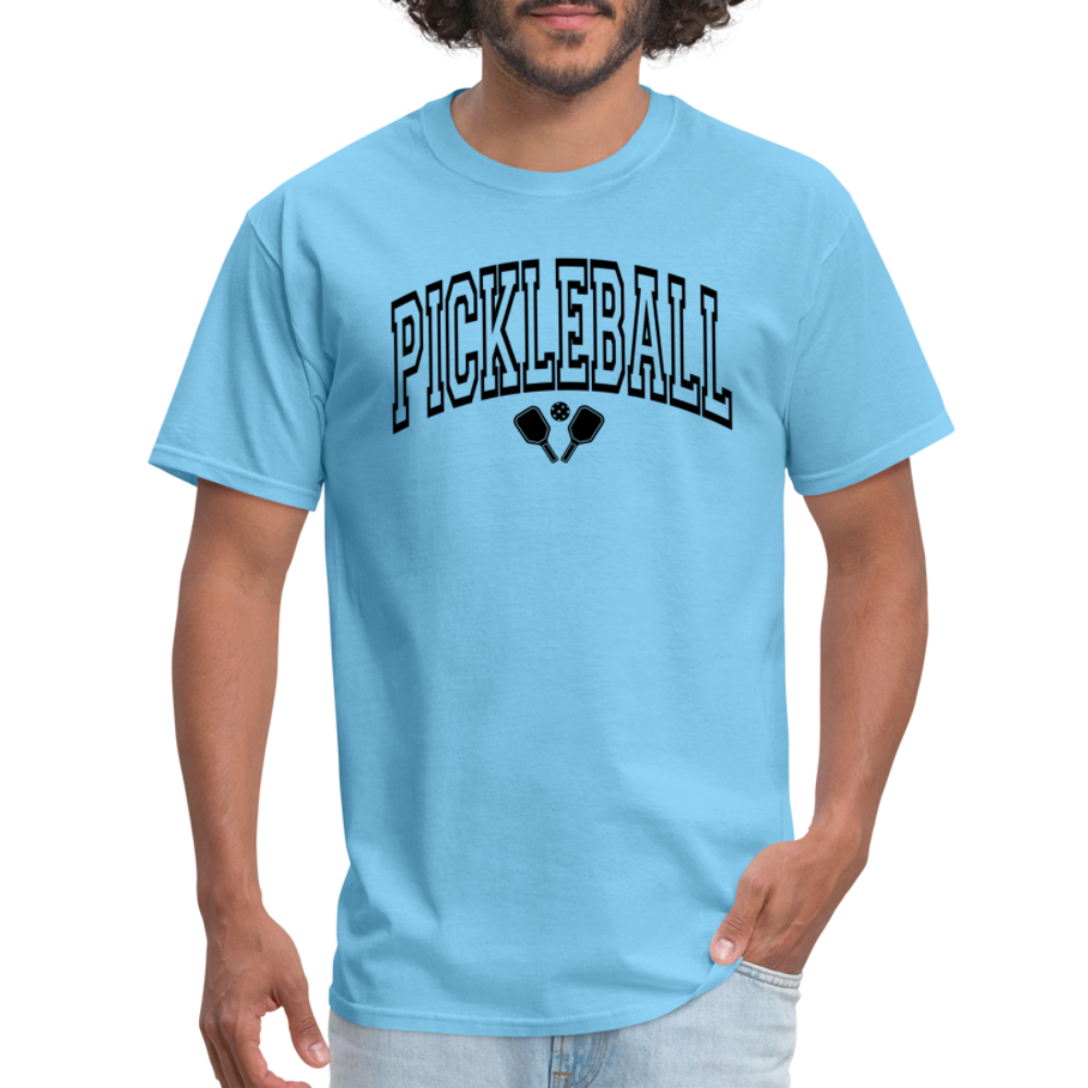 Pickleball T-Shirt (Arched Black Letters) - aquatic blue