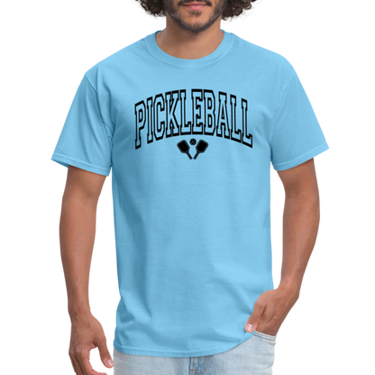 Pickleball T-Shirt (Arched Black Letters) - aquatic blue