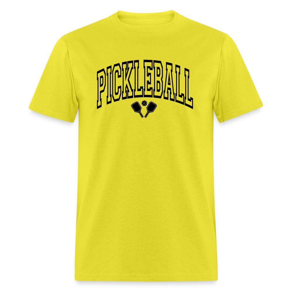 Pickleball T-Shirt (Arched Black Letters) - yellow