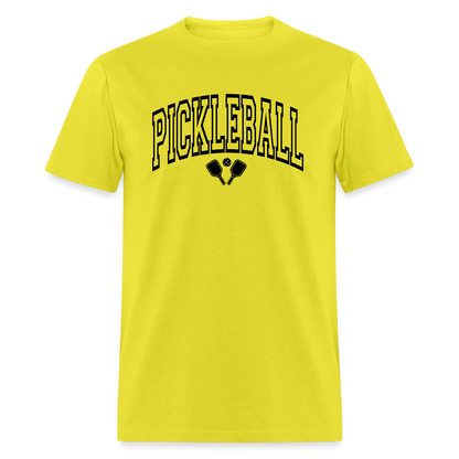 Pickleball T-Shirt (Arched Black Letters) - yellow