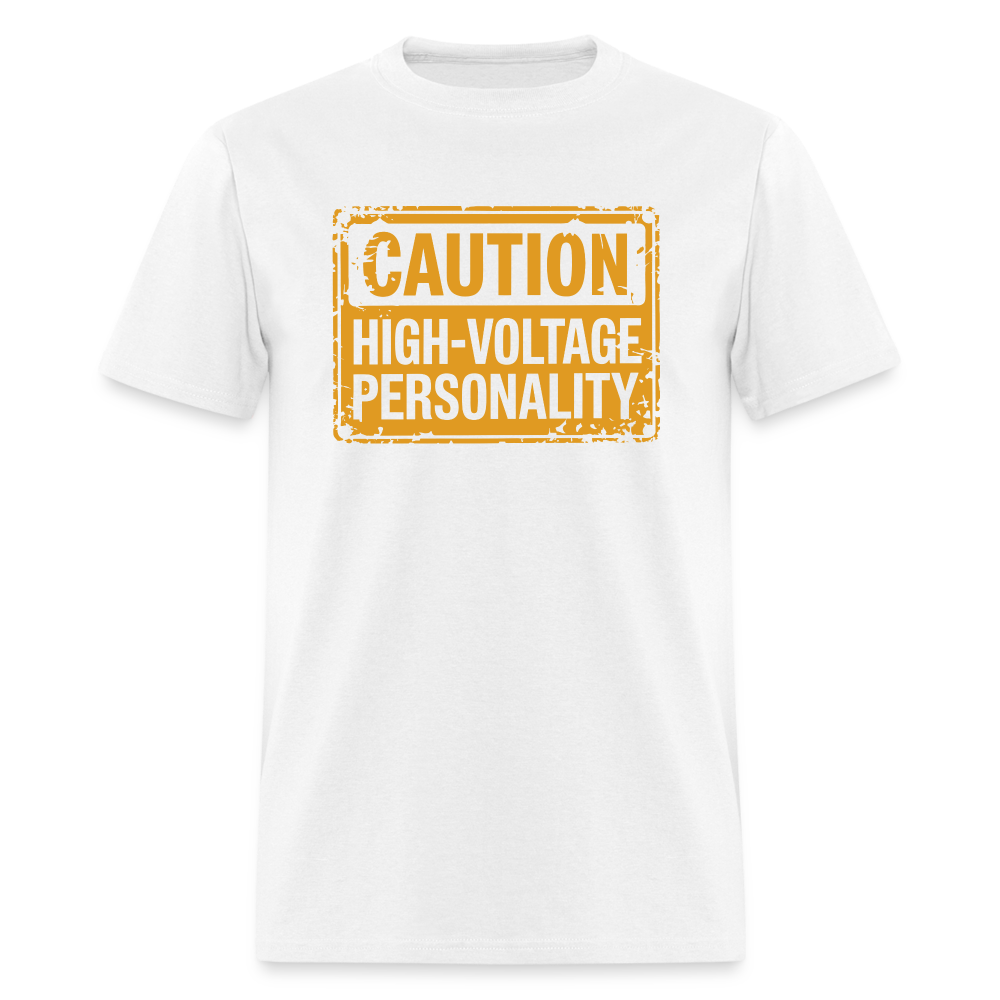 Caution High Voltage Personality T-Shirt - white