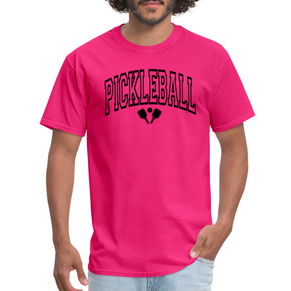 Pickleball T-Shirt (Arched Black Letters) - fuchsia