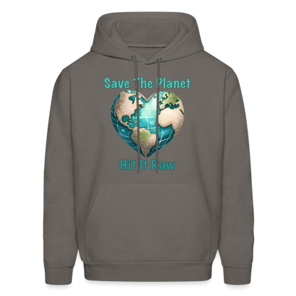 Save The Planet Hit It Raw Hoodie (Fun Environmental Awareness) Color: asphalt gray