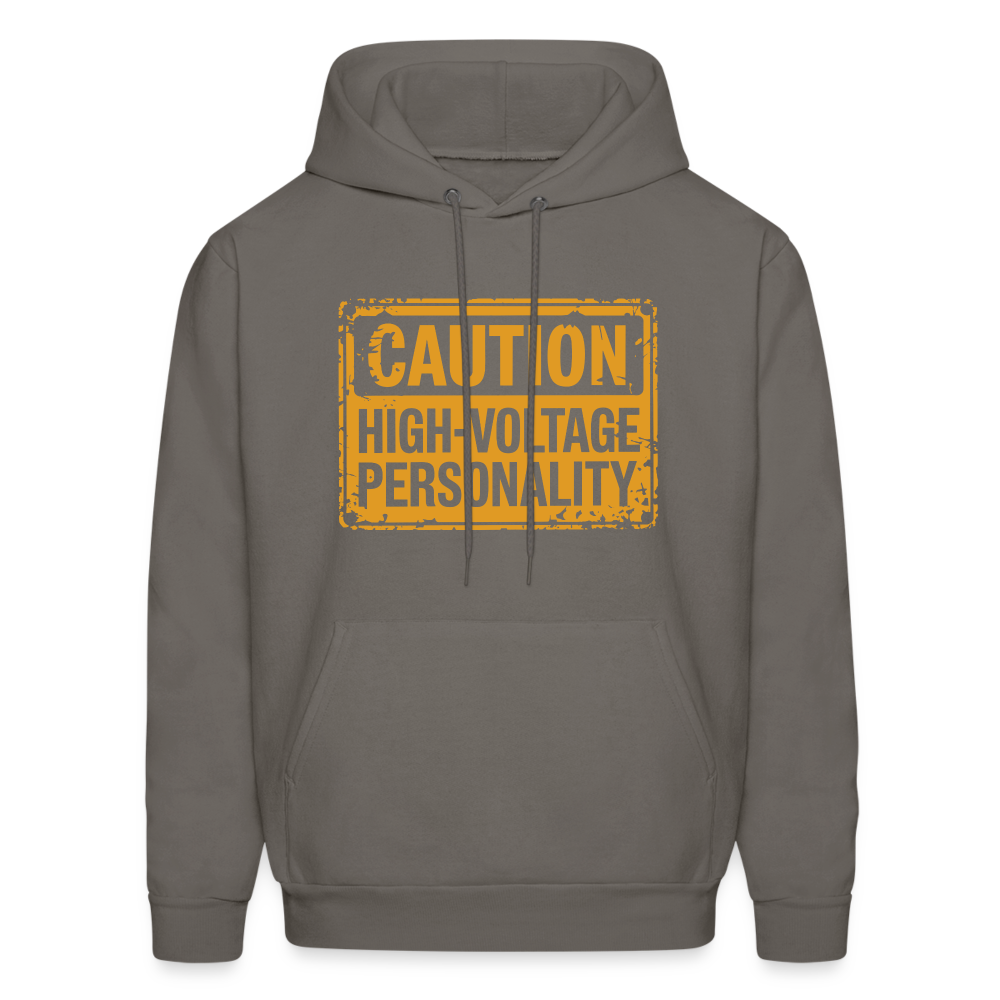 Caution High Voltage Personality Hoodie - asphalt gray