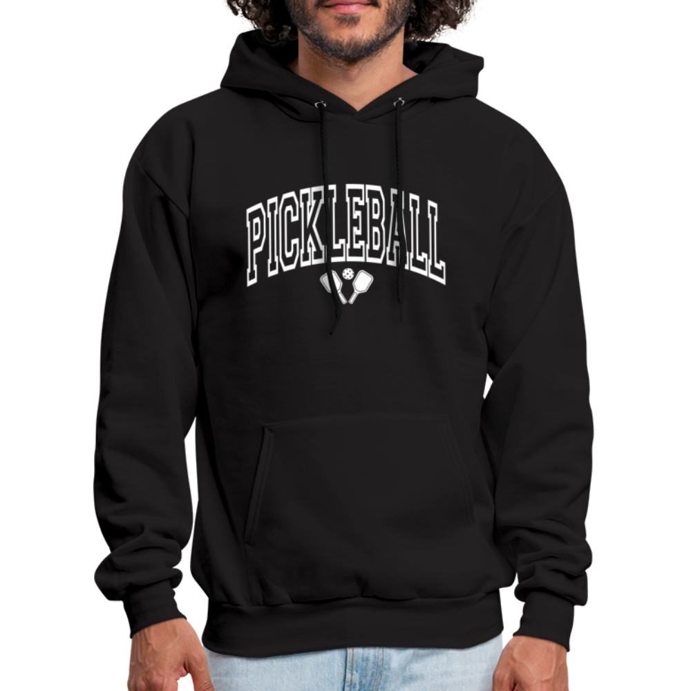 Pickleball Hoodie (Arched White Letters) - black