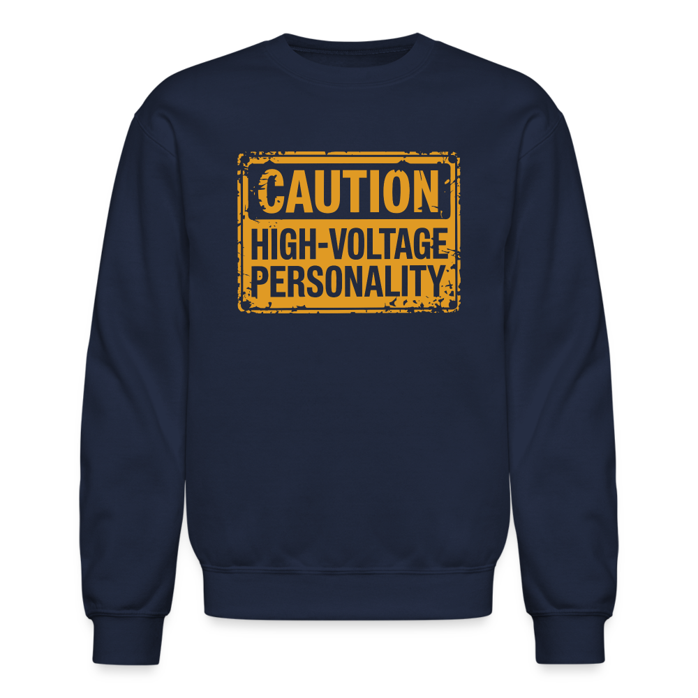 Caution High Voltage Personality Sweatshirt - navy