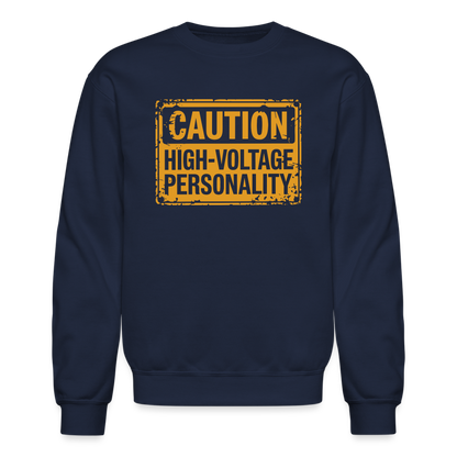 Caution High Voltage Personality Sweatshirt - navy