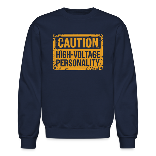 Caution High Voltage Personality Sweatshirt - navy