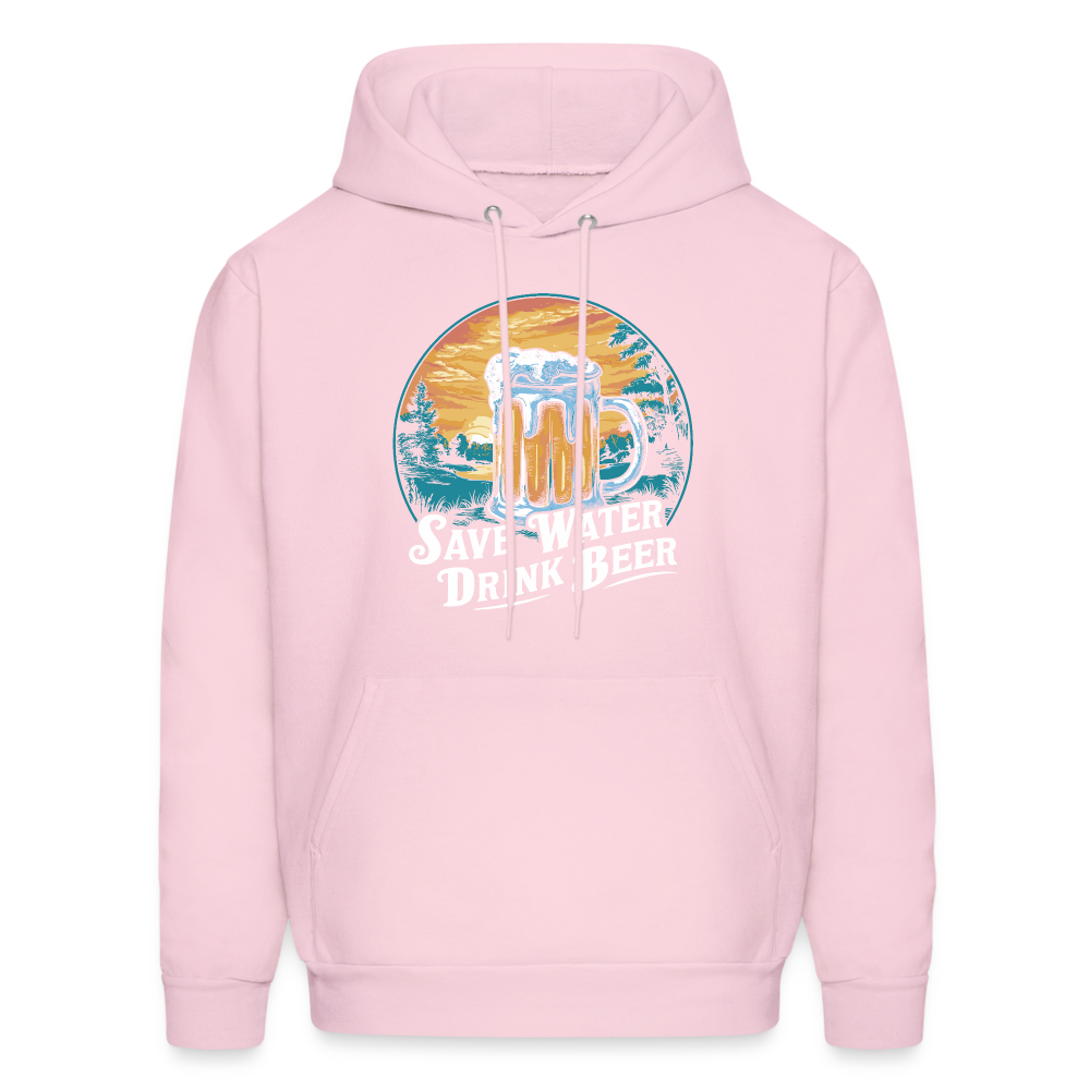 Men's Save Water Drink Beer (Funny Beer Drinking) Hoodie - Color: pale pink