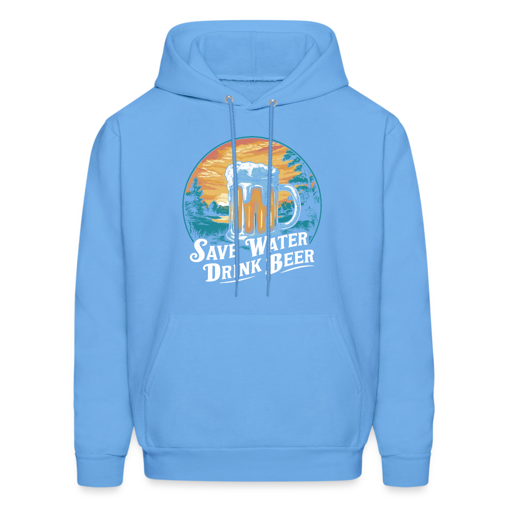 Men's Save Water Drink Beer (Funny Beer Drinking) Hoodie - Color: carolina blue