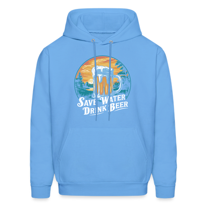 Men's Save Water Drink Beer (Funny Beer Drinking) Hoodie - Color: carolina blue