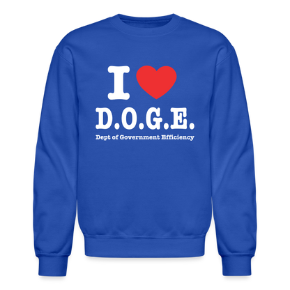 I Heart D.O.G.E (I Love Dept of Government Efficiency) Sweatshirt - royal blue