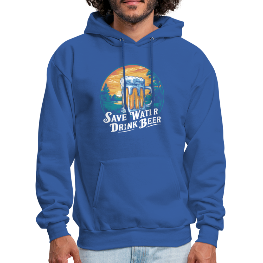 Men's Save Water Drink Beer (Funny Beer Drinking) Hoodie - Color: charcoal grey