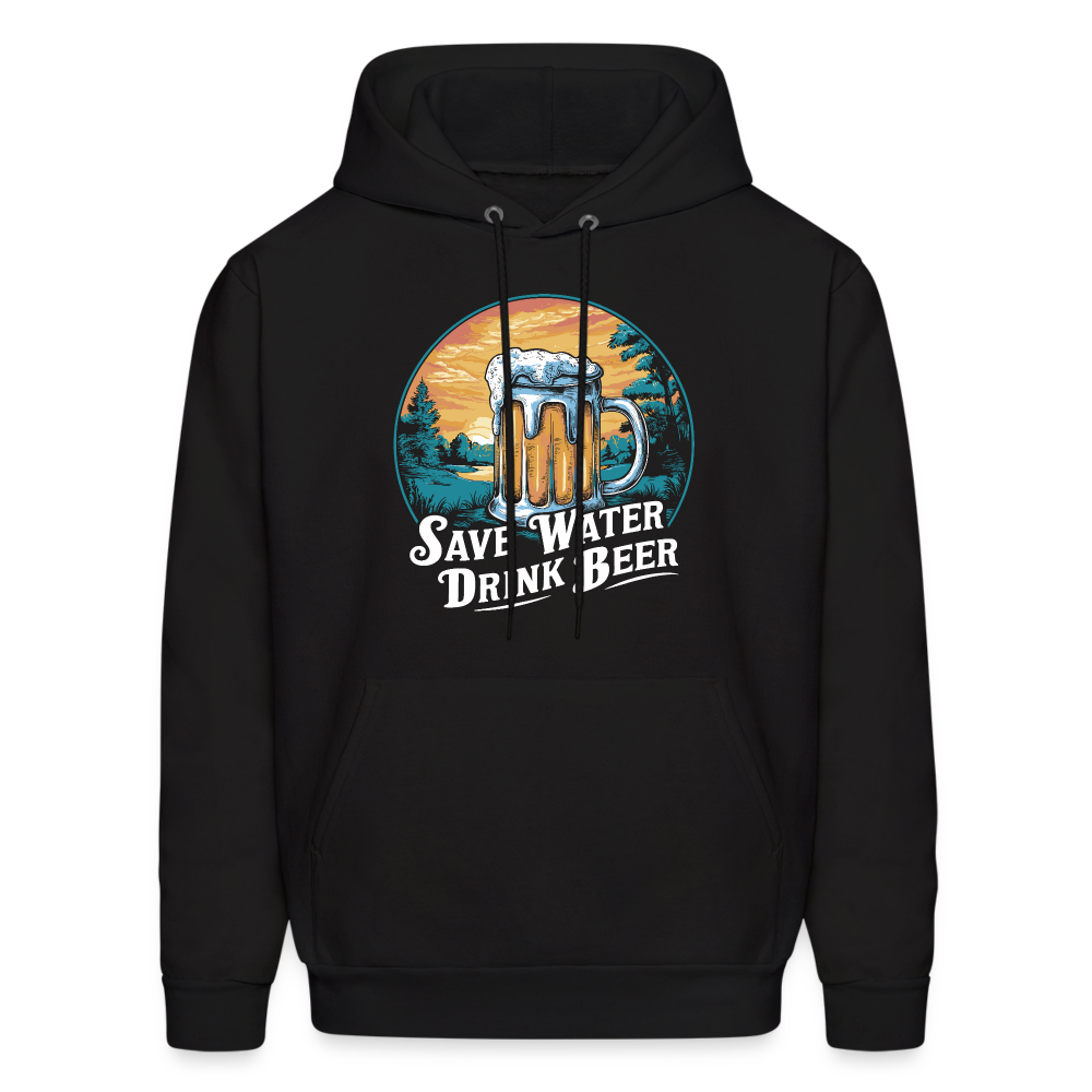 Men's Save Water Drink Beer (Funny Beer Drinking) Hoodie - Color: black