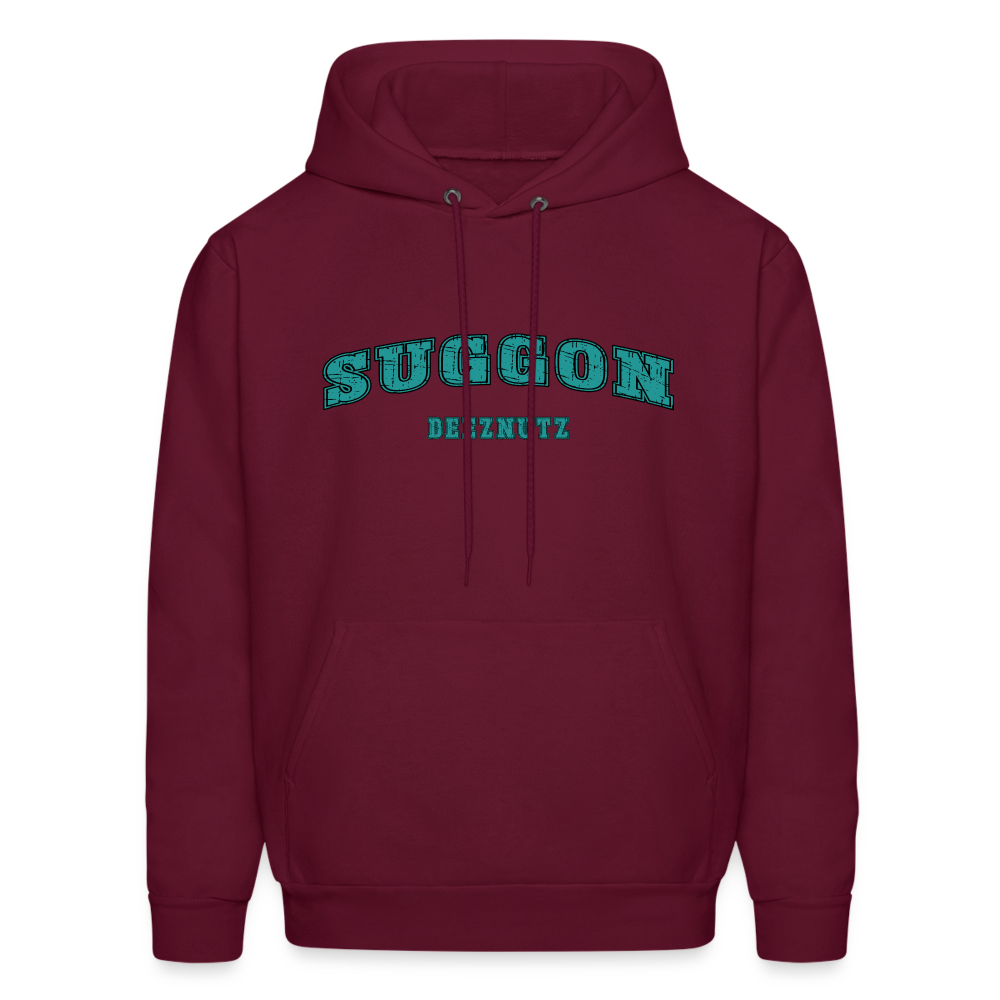 Suggon Deeznutz Hoodie (Funny Adult Humor) Color: burgundy