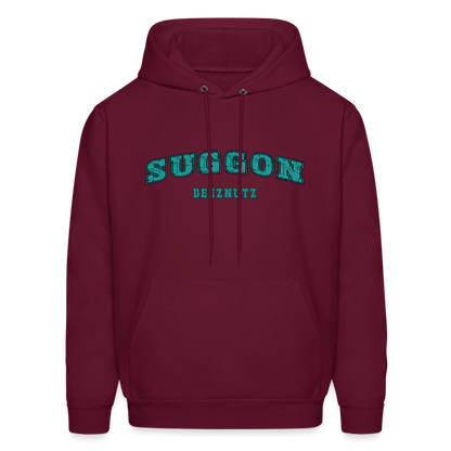 Suggon Deeznutz Hoodie (Funny Adult Humor) Color: burgundy