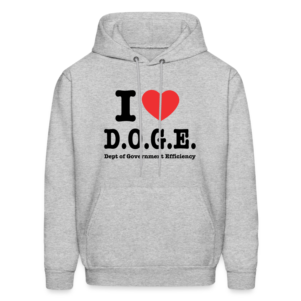 I Love D.O.G.E (I Heart Dept of Government Efficiency) Hoodie - heather gray