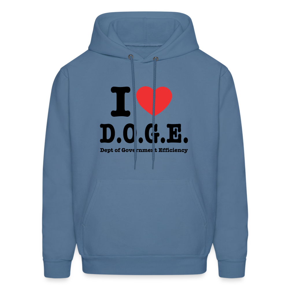 I Love D.O.G.E (I Heart Dept of Government Efficiency) Hoodie - denim blue