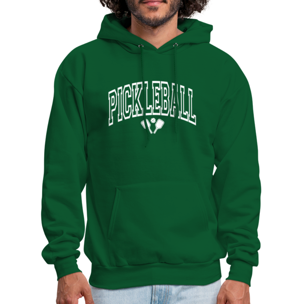 Pickleball Hoodie (Arched White Letters) - forest green