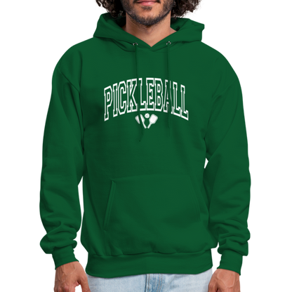 Pickleball Hoodie (Arched White Letters) - forest green