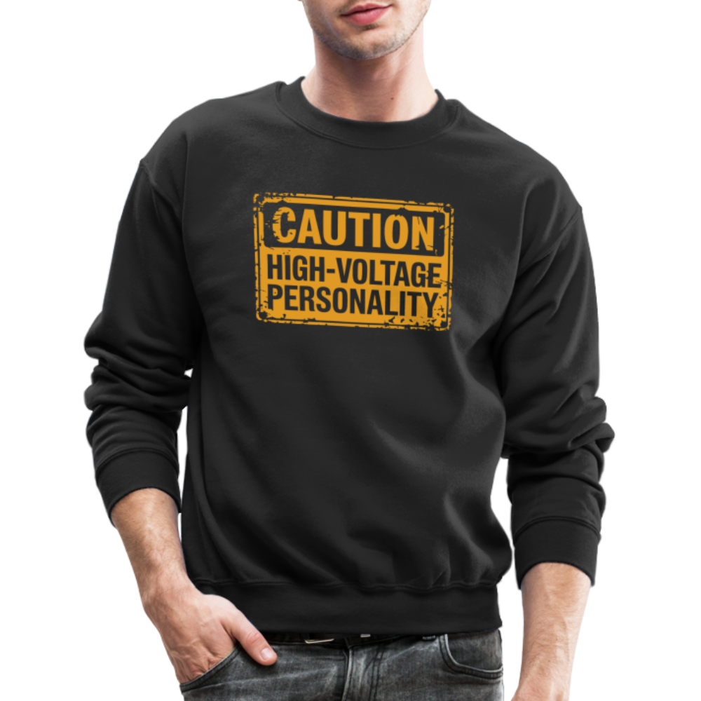 Caution High Voltage Personality Sweatshirt - black