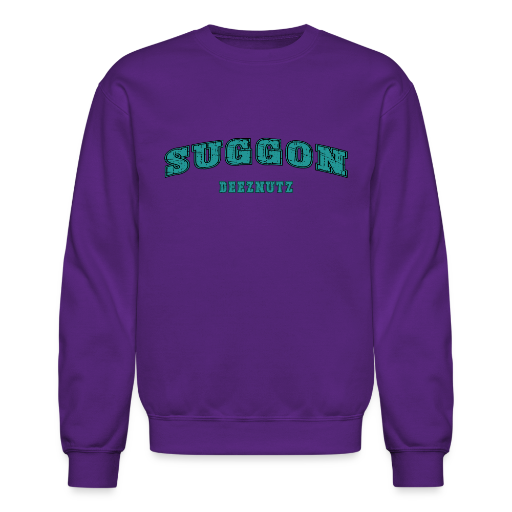 Suggon Deeznutz Sweatshirt (Funny Adult Sexual Humor) Color: purple