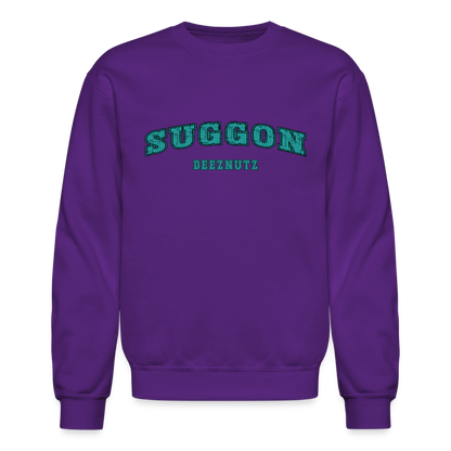 Suggon Deeznutz Sweatshirt (Funny Adult Sexual Humor) Color: purple