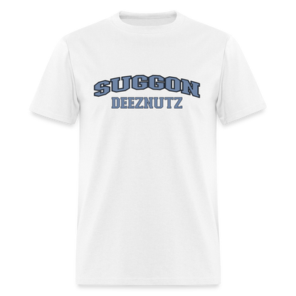 Suggon Deeznutz T-Shirt (in Blue Ball Colors - Funny Sexual Humor) Color: white