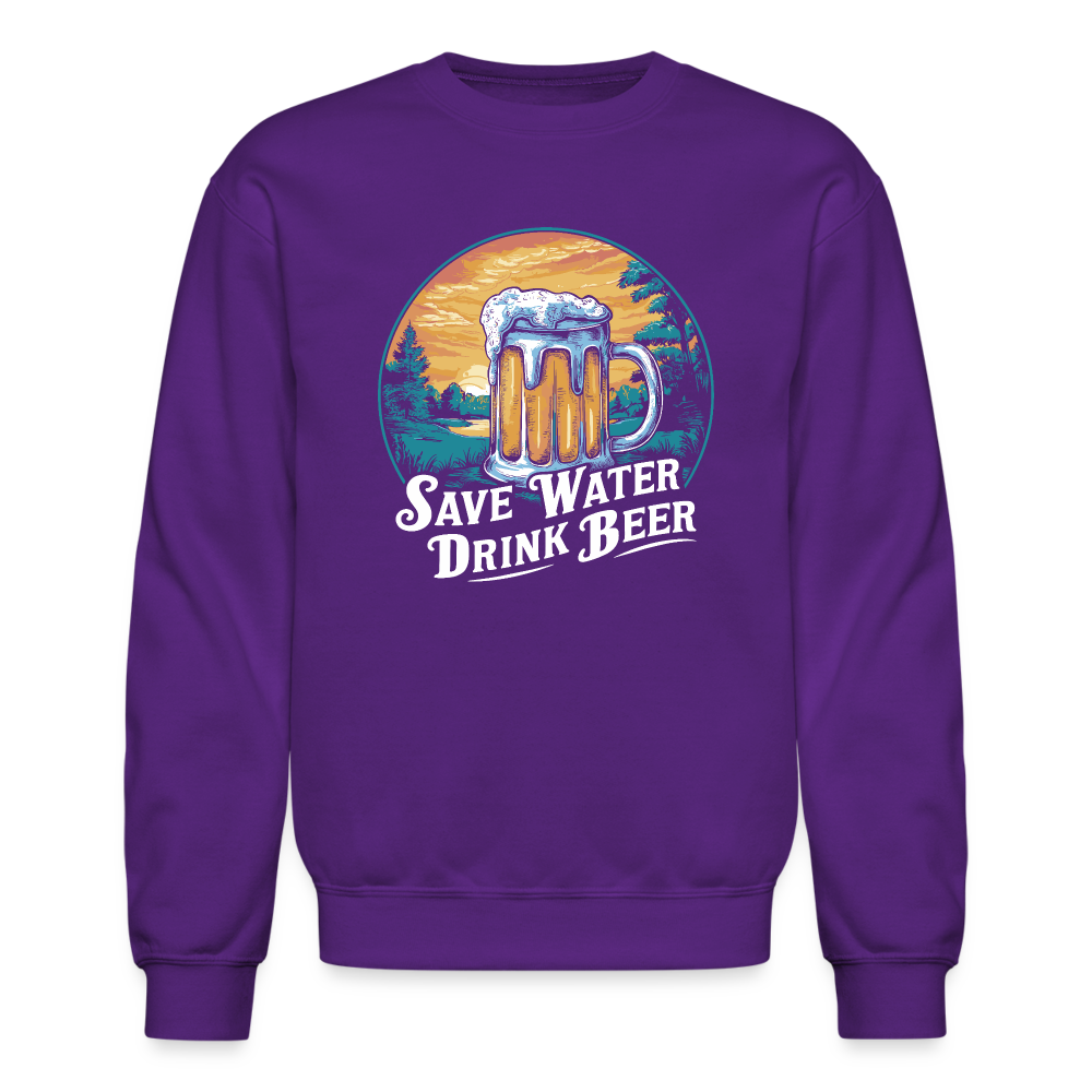 Save Water Drink Beer (Funny Beer Drinking) Sweatshirt - purple