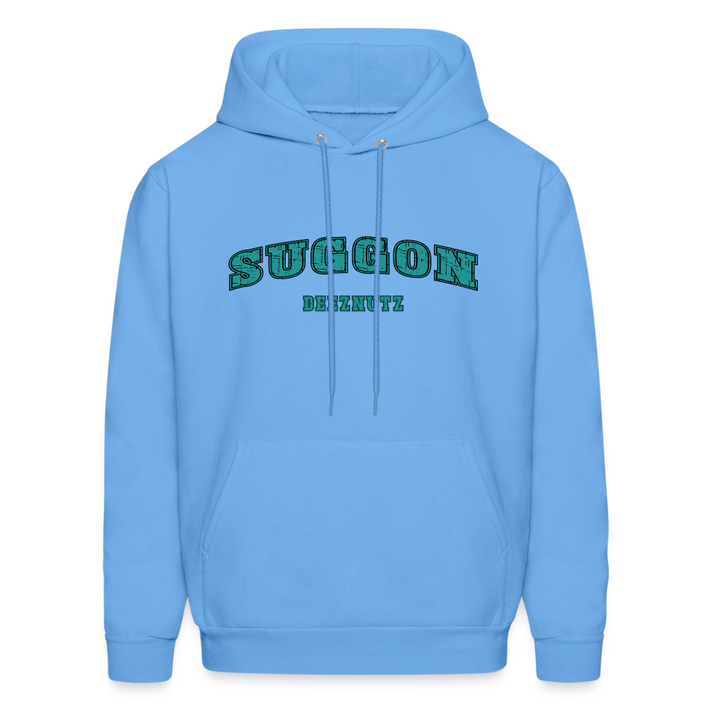 Suggon Deeznutz Hoodie (Funny Adult Humor) Color: carolina blue