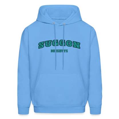 Suggon Deeznutz Hoodie (Funny Adult Humor) Color: carolina blue