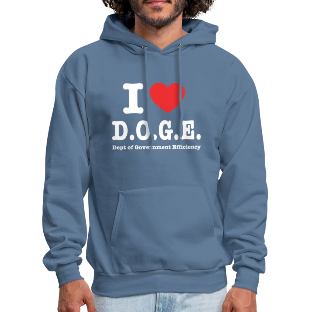 I Heart D.O.G.E (I Love Dept of Government Efficiency) Hoodie - denim blue