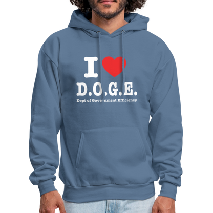 I Heart D.O.G.E (I Love Dept of Government Efficiency) Hoodie - denim blue