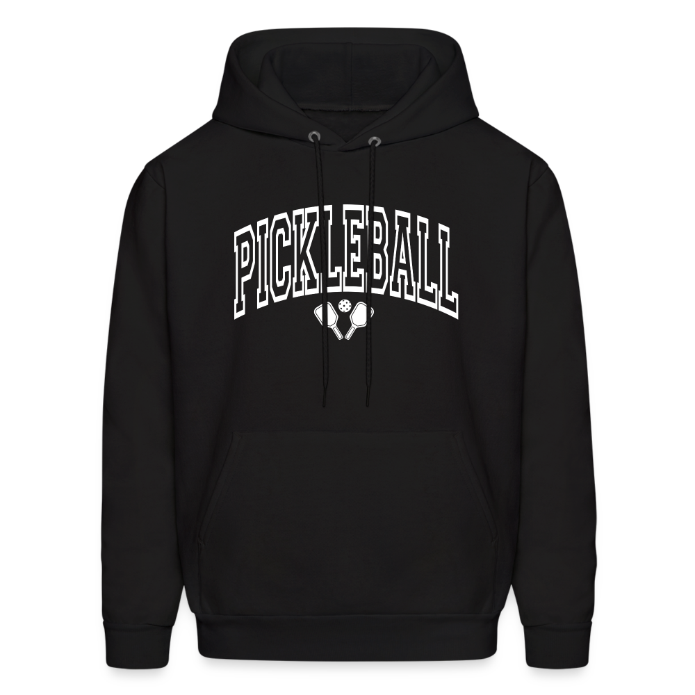 Pickleball Hoodie (Arched White Letters) - black