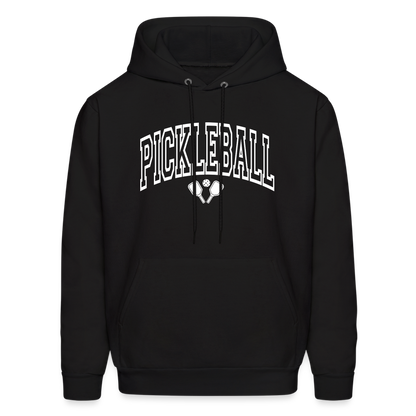 Pickleball Hoodie (Arched White Letters) - black