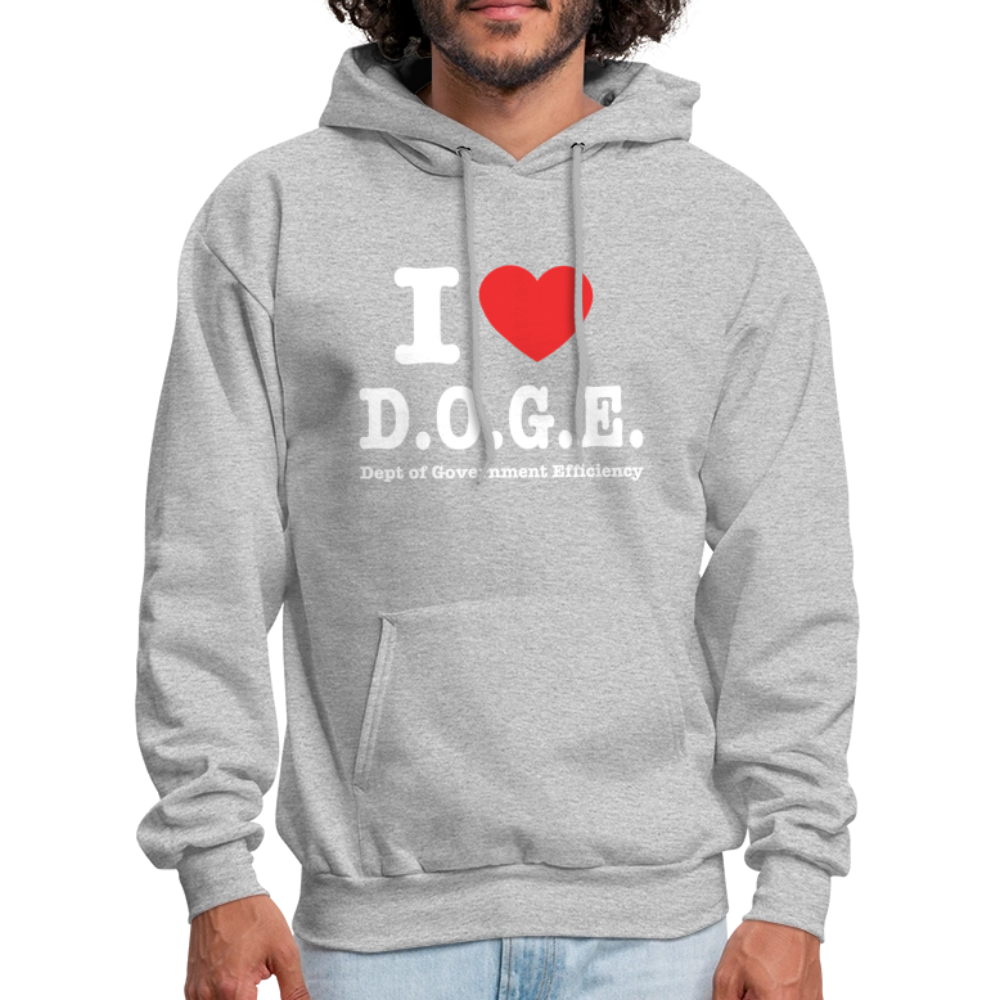 I Heart D.O.G.E (I Love Dept of Government Efficiency) Hoodie - heather gray