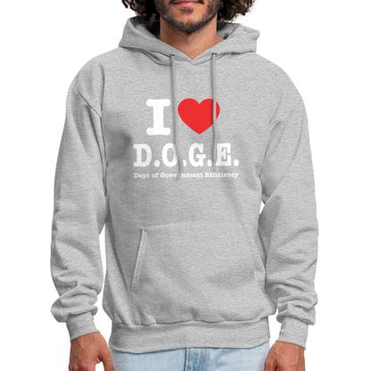 I Heart D.O.G.E (I Love Dept of Government Efficiency) Hoodie - heather gray