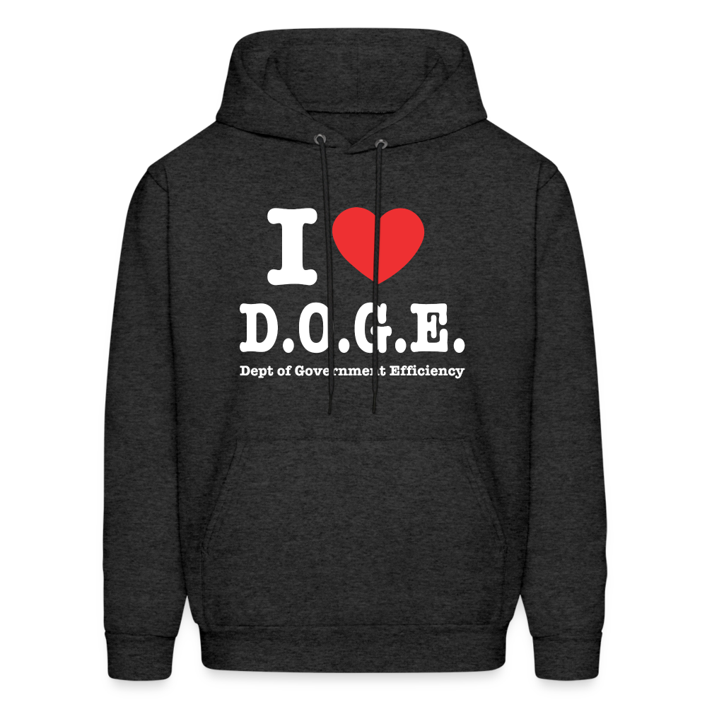 I Heart D.O.G.E (I Love Dept of Government Efficiency) Hoodie - charcoal grey