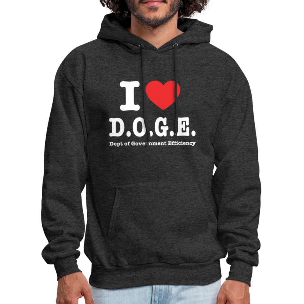 I Heart D.O.G.E (I Love Dept of Government Efficiency) Hoodie - charcoal grey