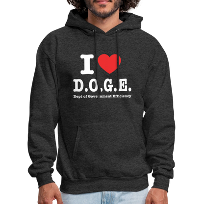 I Heart D.O.G.E (I Love Dept of Government Efficiency) Hoodie - charcoal grey