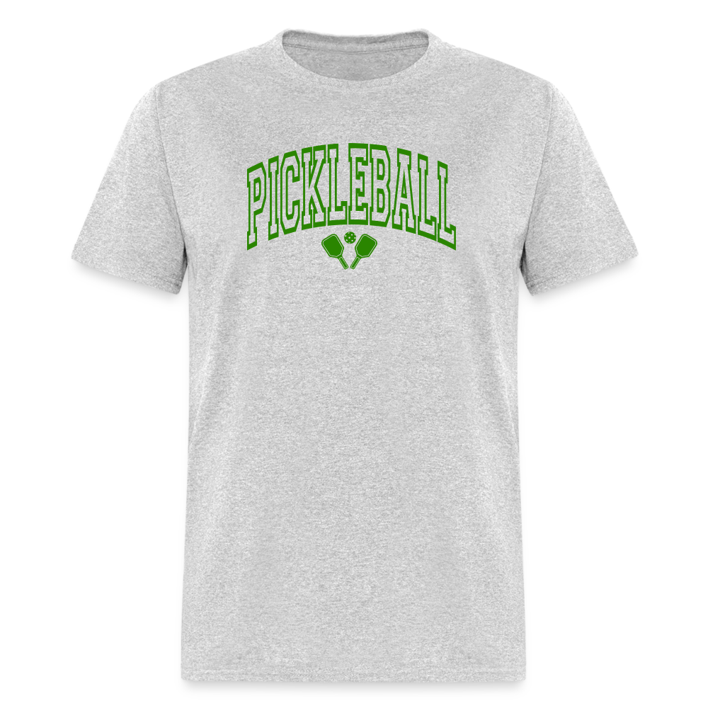 Pickleball T-Shirt (Arched Green Letters) - heather gray