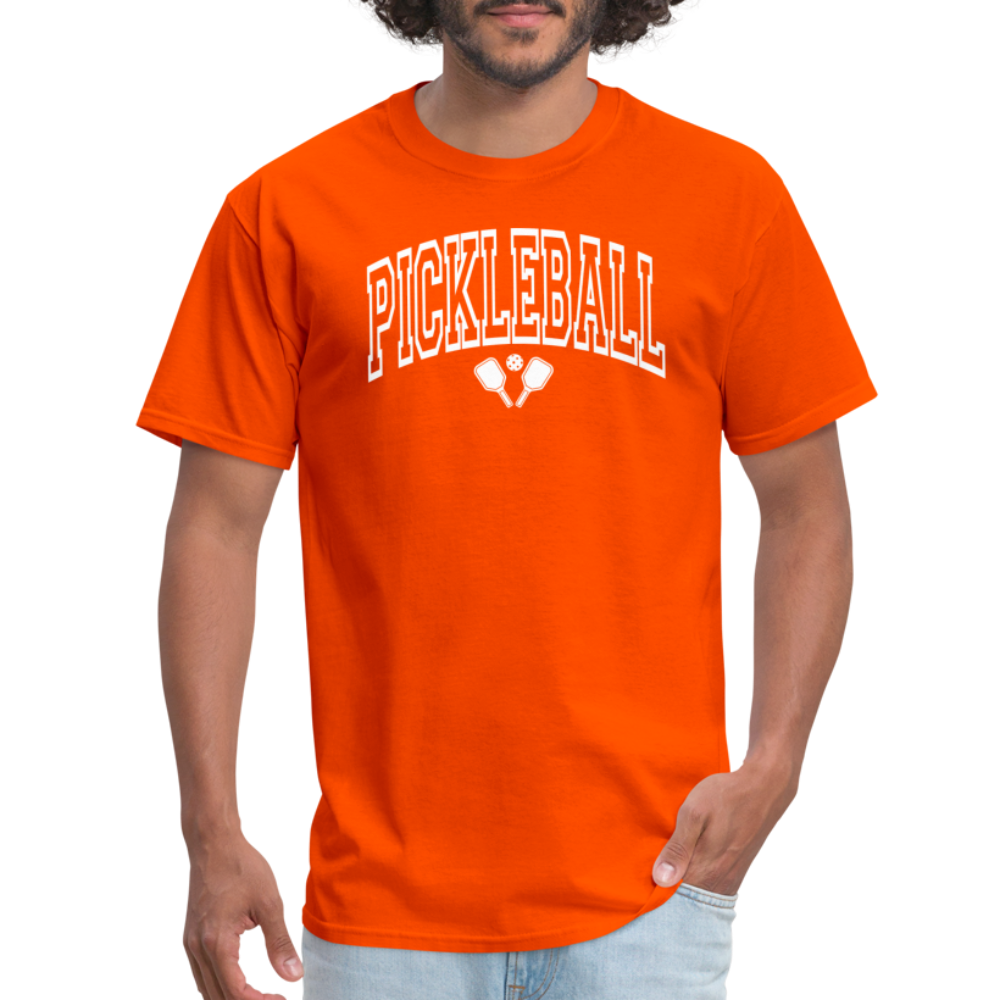 Pickleball T-Shirt (Arched White Letters) - orange