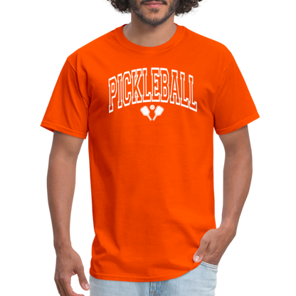 Pickleball T-Shirt (Arched White Letters) - orange