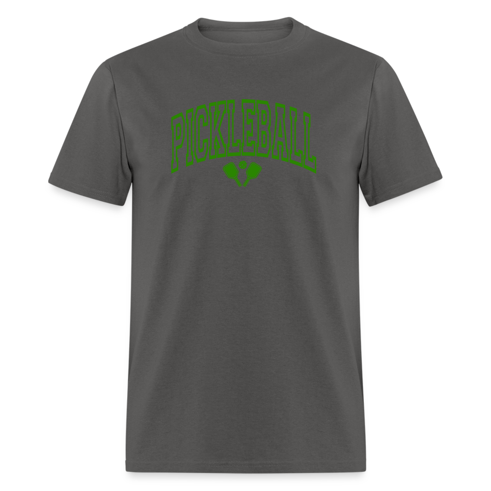 Pickleball T-Shirt (Arched Green Letters) - charcoal