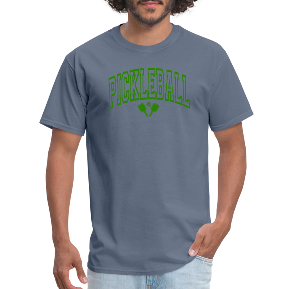 Pickleball T-Shirt (Arched Green Letters) Color: white
