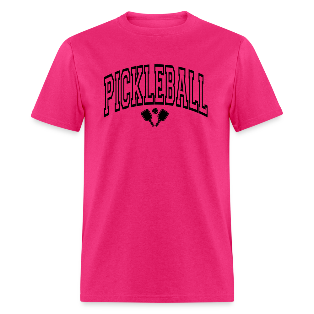 Pickleball T-Shirt (Arched Black Letters) - fuchsia