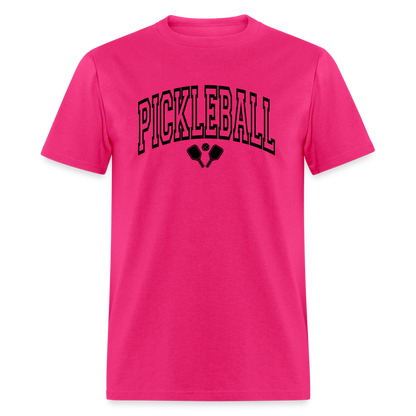 Pickleball T-Shirt (Arched Black Letters) - fuchsia