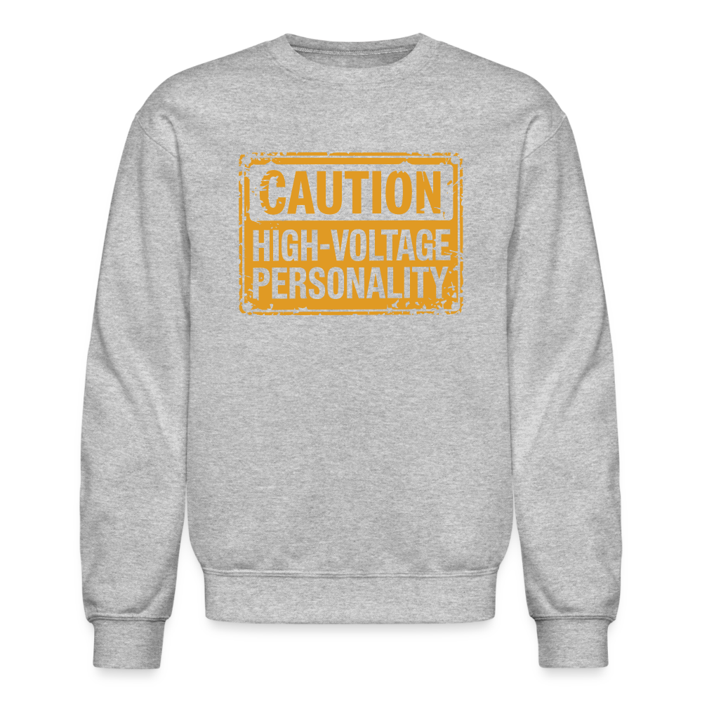 Caution High Voltage Personality Sweatshirt - heather gray